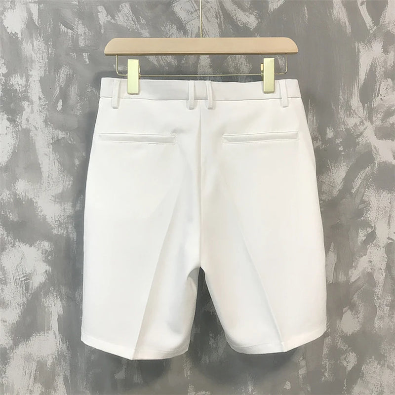 2023 New Five-Point Pants Men'S Summer Trend Casual 5 Points Mid Pants Wild Youth Loose White Suit Shorts Bermuda Masculina